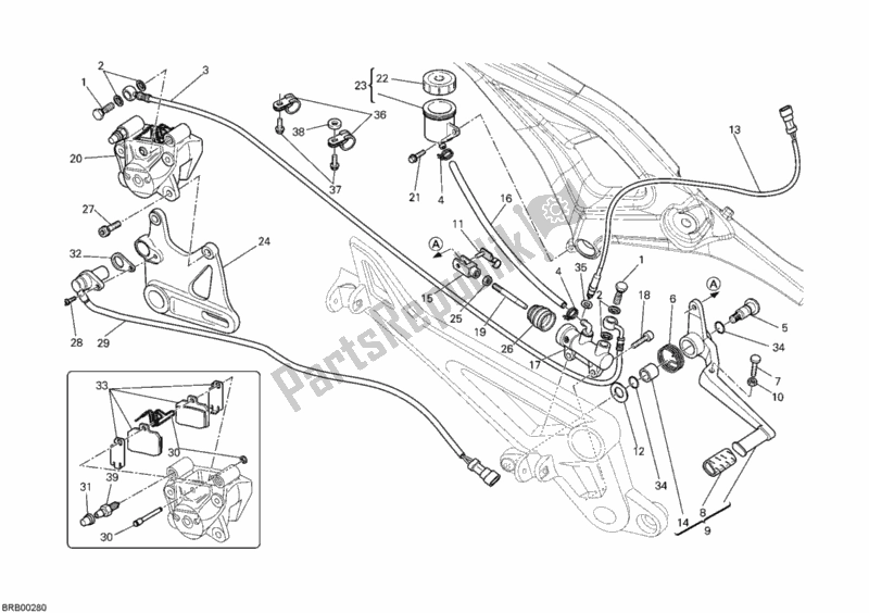 Todas as partes de Sistema De Freio Traseiro do Ducati Monster 696 USA 2010